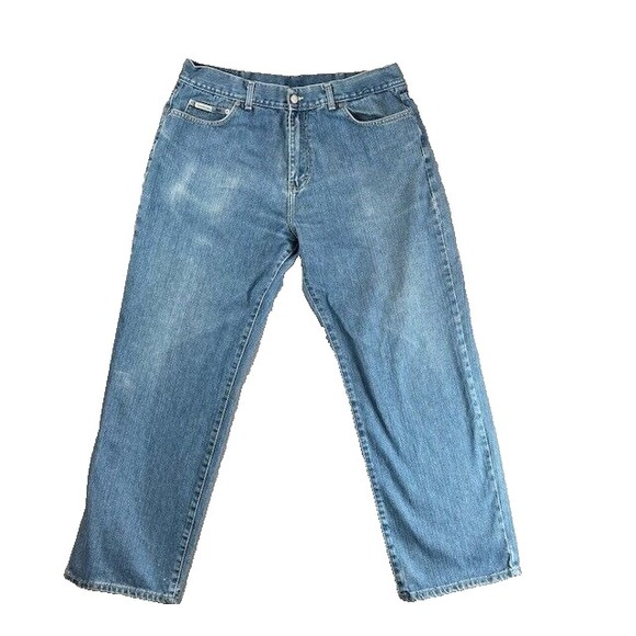 VTG Calvin Klein Jeans Mens 34" Blue Wide Leg Relaxed Fit Streetwear Retro Baggy - Picture 1 of 13